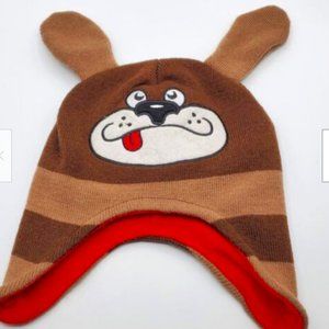 IXtreme Kids Hat Trapper Boy Doggie Face Floppy Ears Brown Tan Striped Ear Flaps